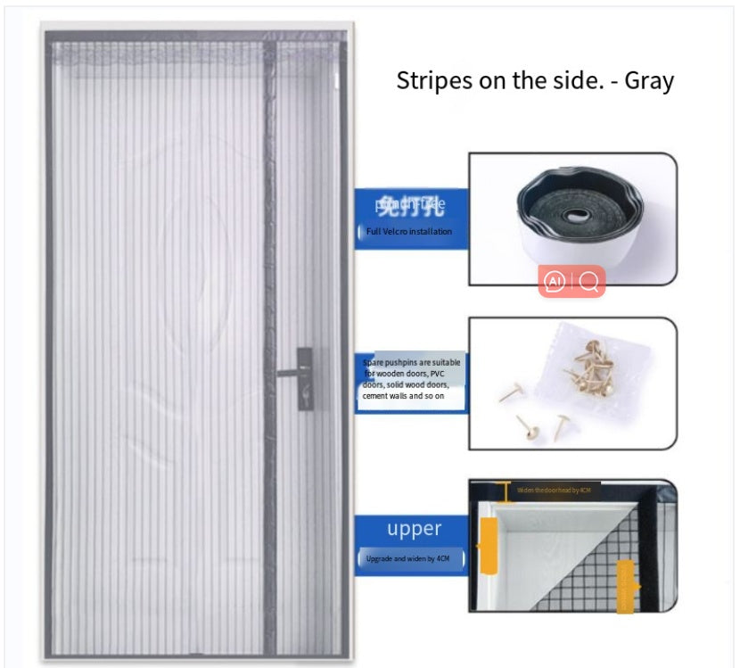 Magnetic Door Curtain – Punch-Free Polyester Screen | Decorative & Easy Install (110×210 cm)